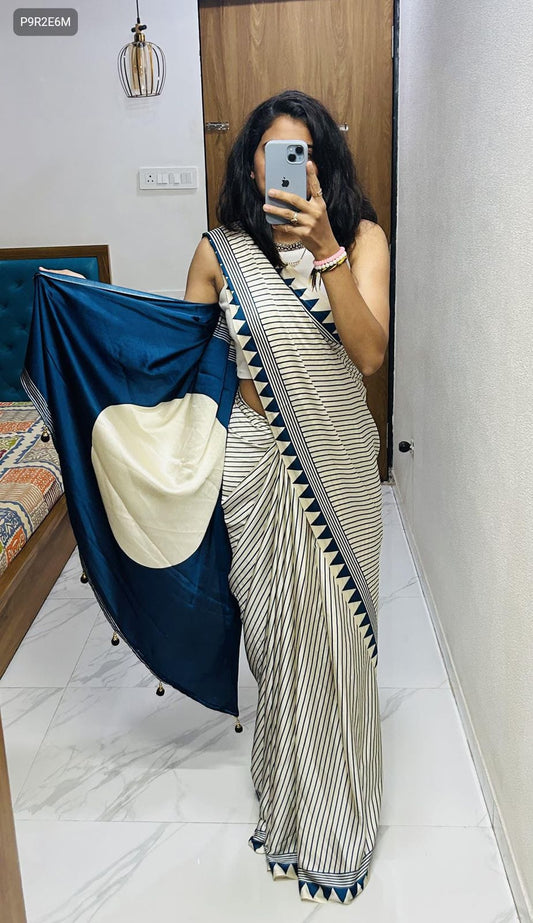 Printed Crepe Silk Saree with Running Blouse - Ideal for School Uniforms & Professional Wear