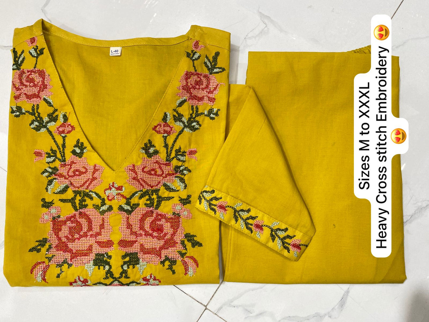 Rakhi Special Cotton Co-ord Set with Cross Stitch Embroidery & Pockets