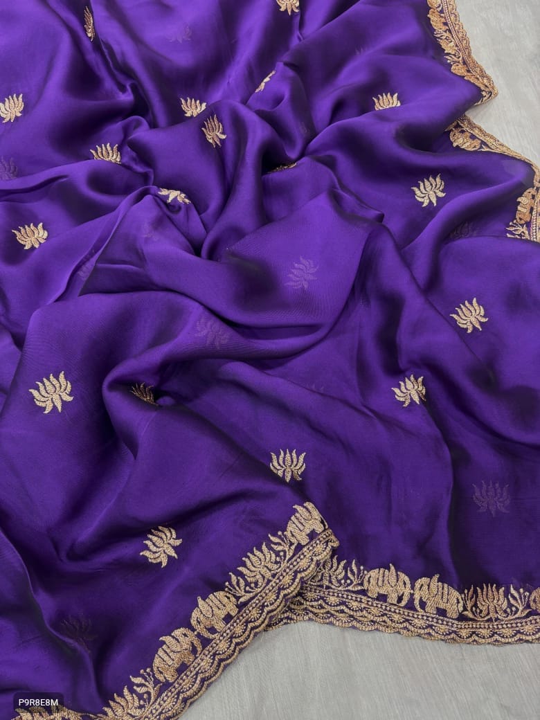 Rangoli Saree with Embroidery Work & Embroidered Blouse