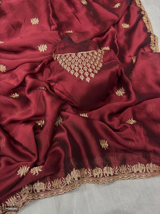 Rangoli Saree with Embroidery Work & Embroidered Blouse