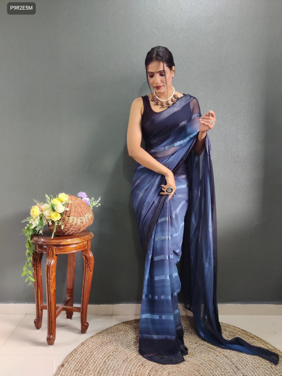 Ready-to-Wear Georgette Saree with Bangalori Blouse