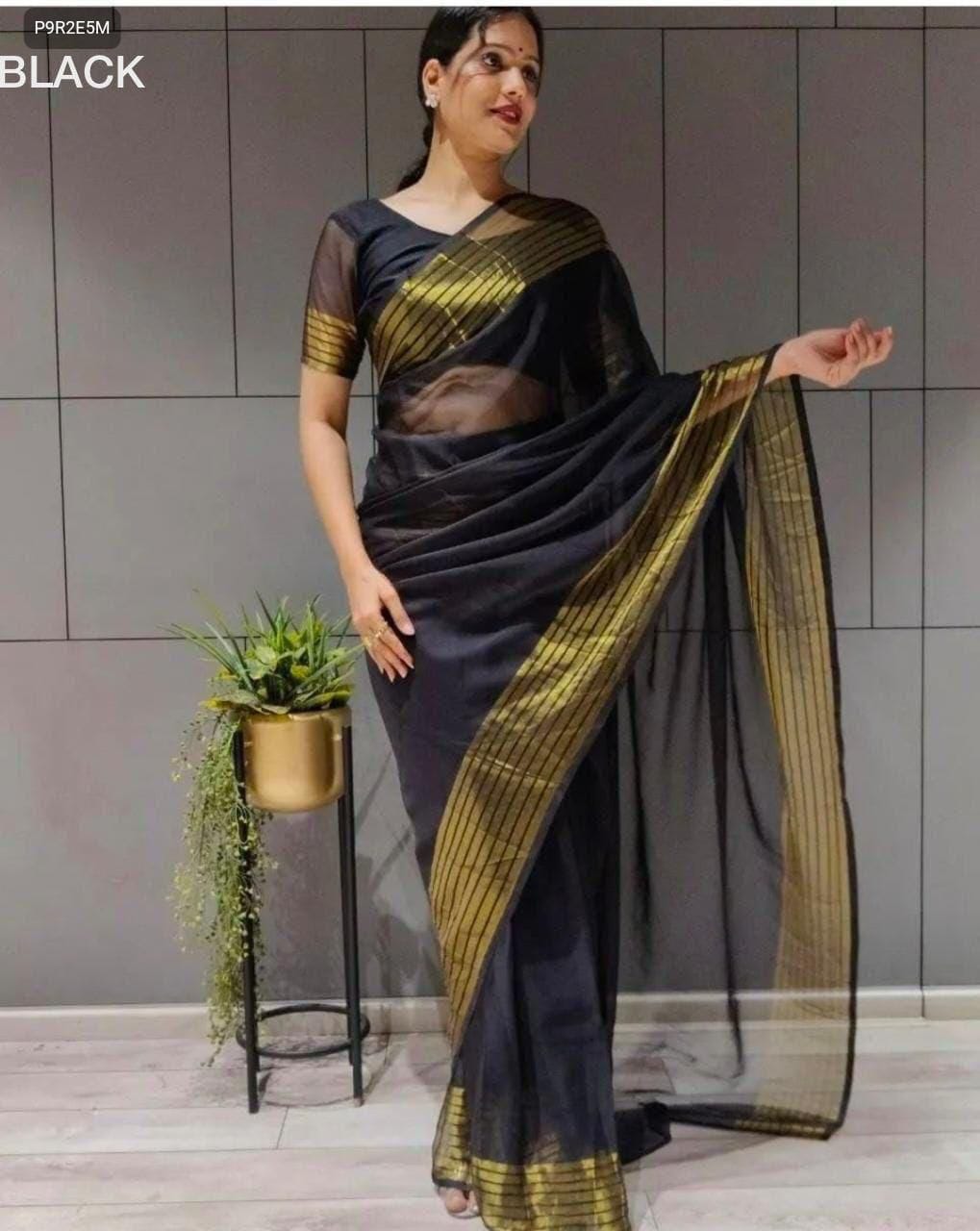 Ready-to-Wear Georgette Saree with Bangalori Blouse