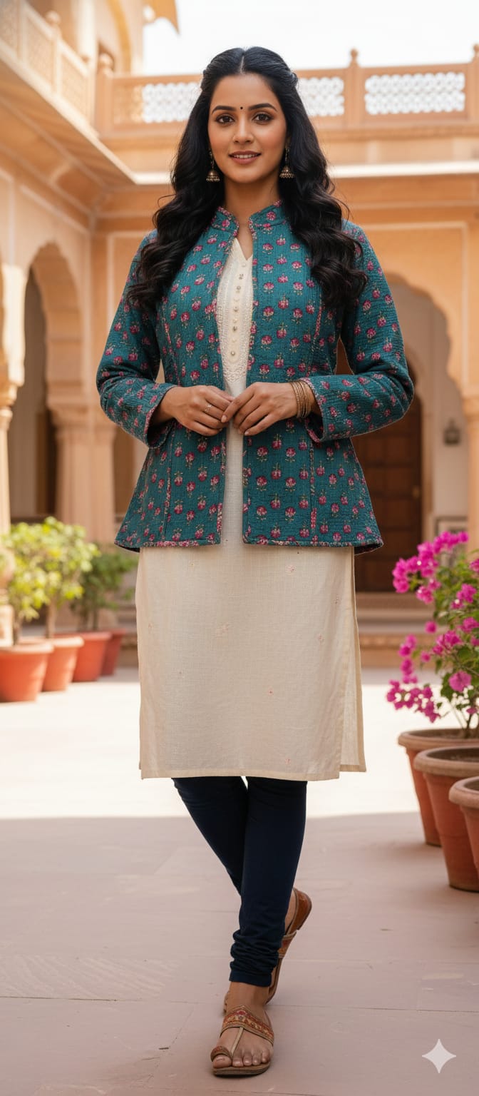 Reversible Cotton Jacket with Cotton Filling & Pocket