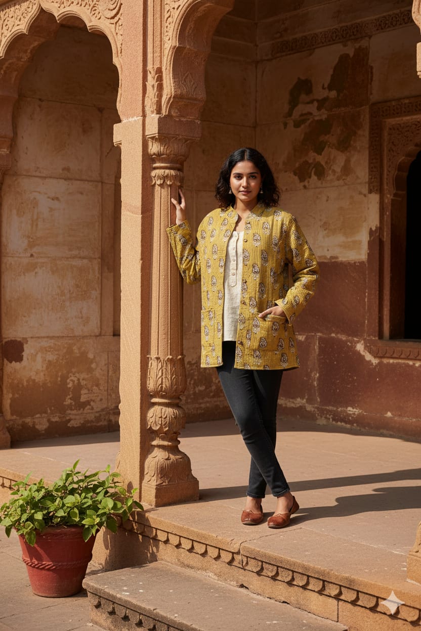 Reversible Cotton Jacket with Cotton Filling & Pocket