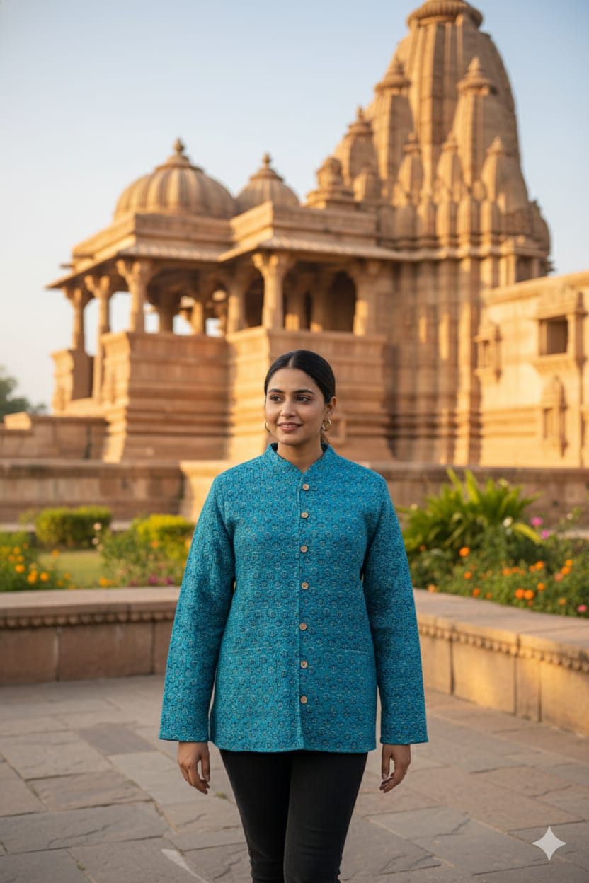 Reversible Cotton Jacket with Cotton Filling & Pocket