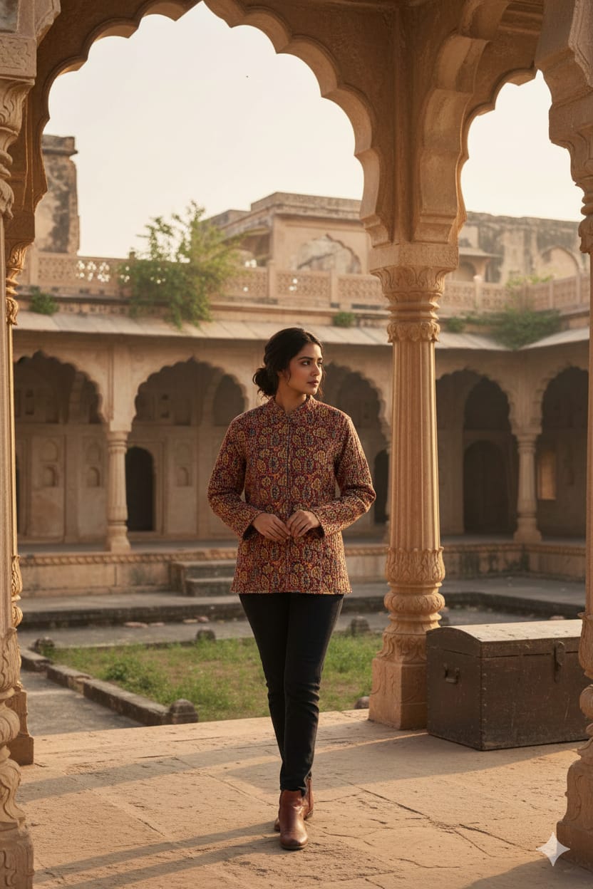 Reversible Cotton Jacket with Cotton Filling & Pocket