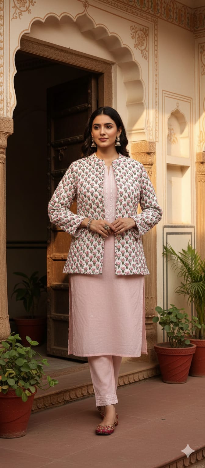 Reversible Cotton Jacket with Cotton Filling & Pocket