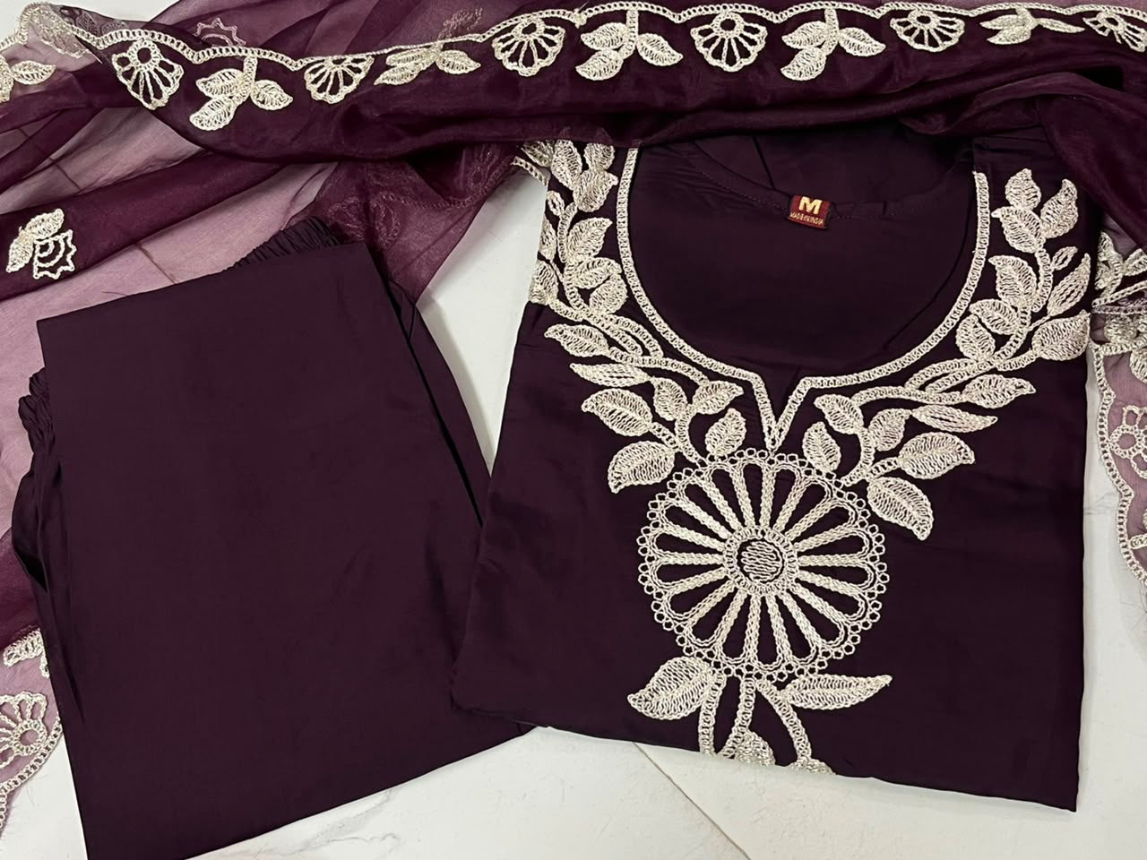 Roman Silk Embroidered 3-Piece Suit Set with Lining