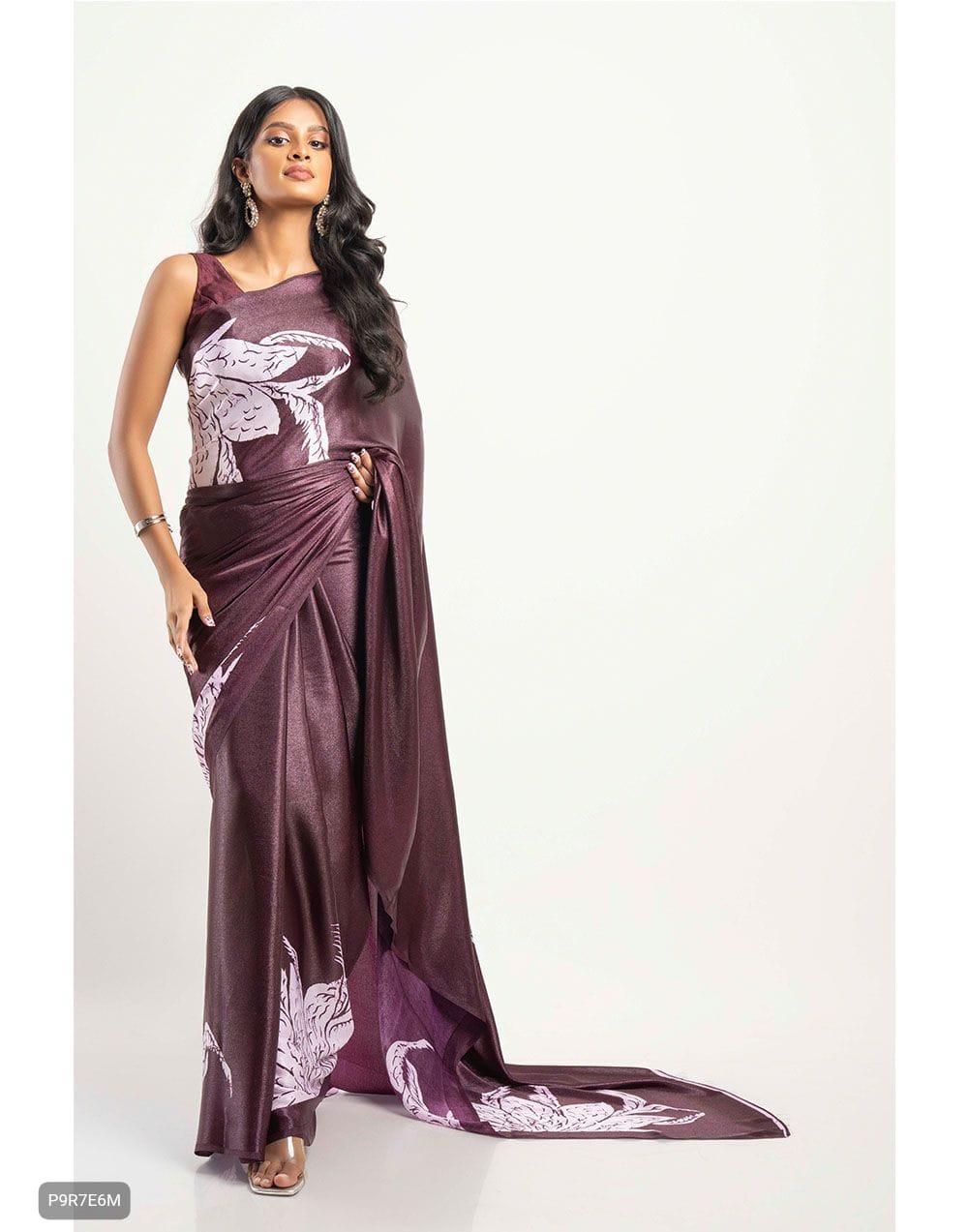 Satin Silk Saree with Digital Print Blouse Piece
