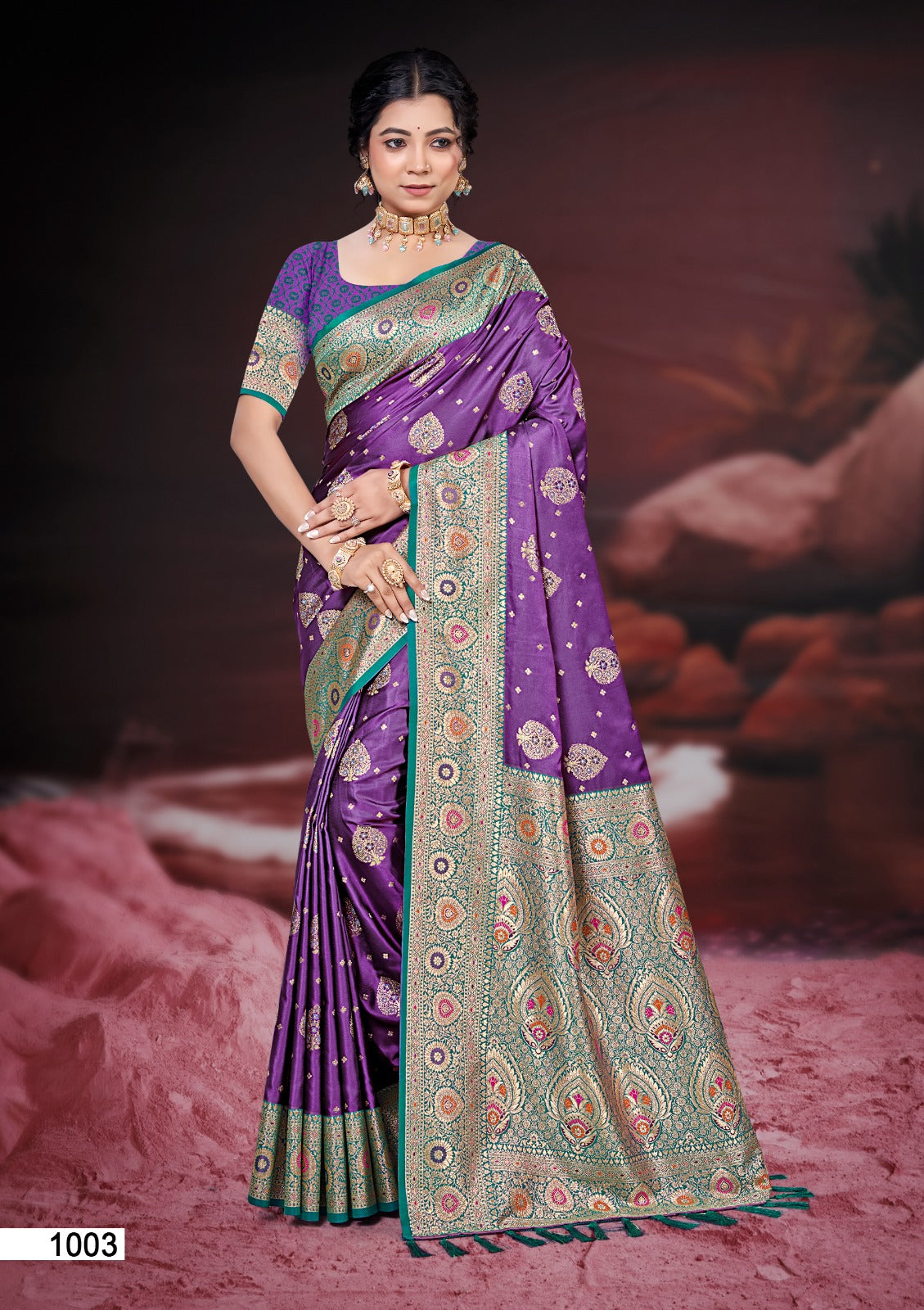 Satin Silk Saree with Matching Blouse Piece
