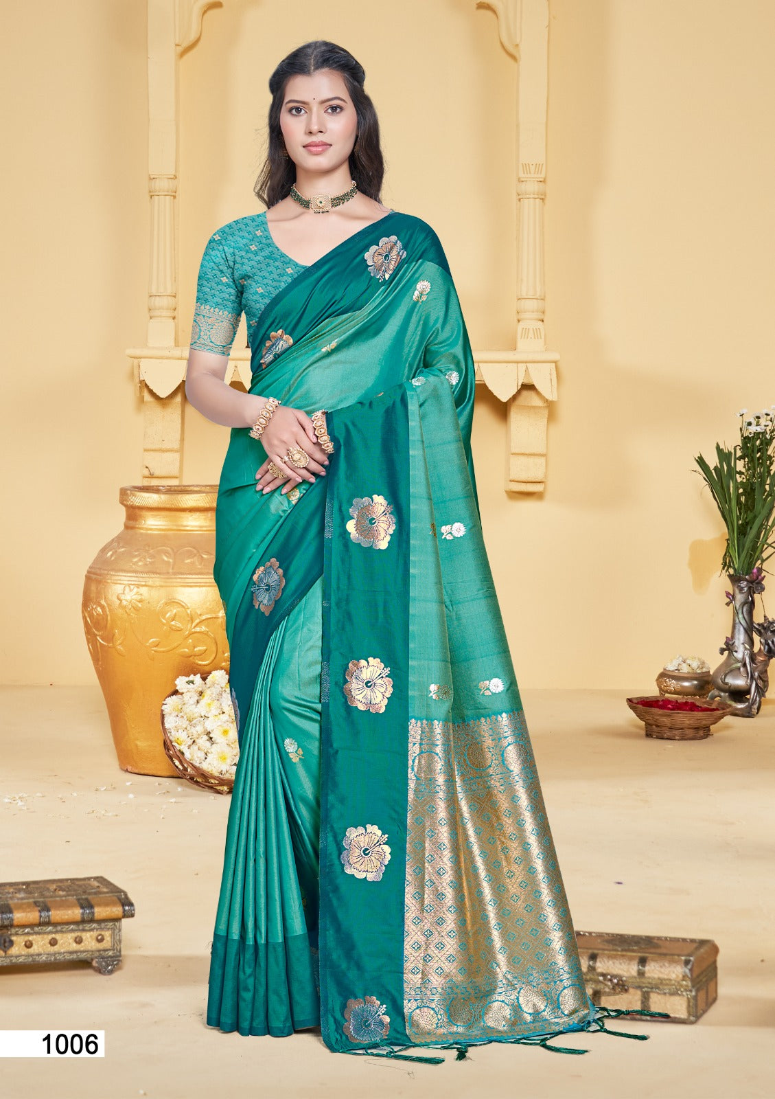 Silk Saree with Matching Silk Blouse Piece for Women