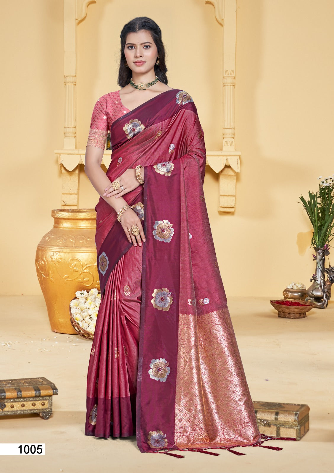 Silk Saree with Matching Silk Blouse Piece for Women