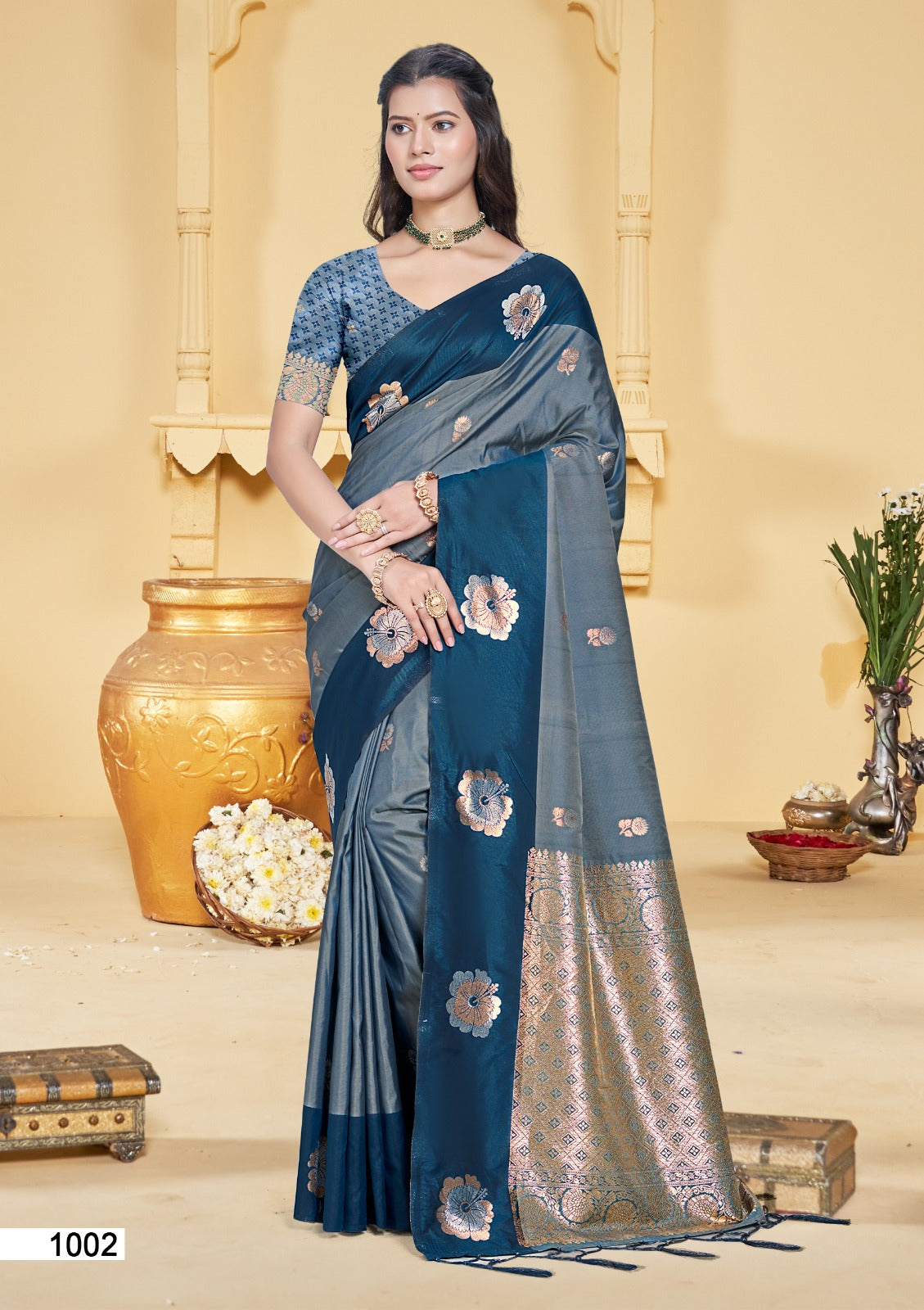 Silk Saree with Matching Silk Blouse Piece for Women