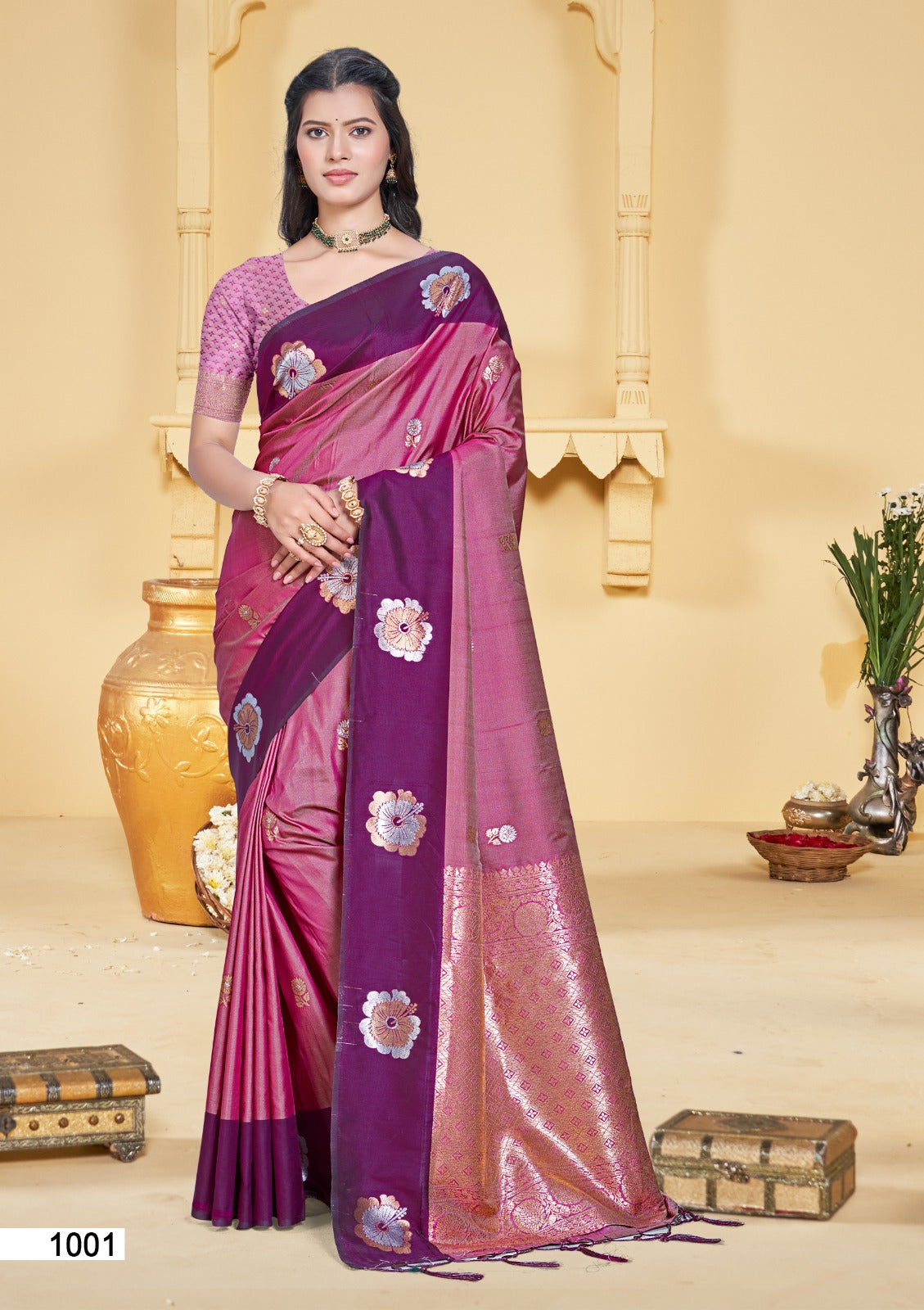 Silk Saree with Matching Silk Blouse Piece for Women
