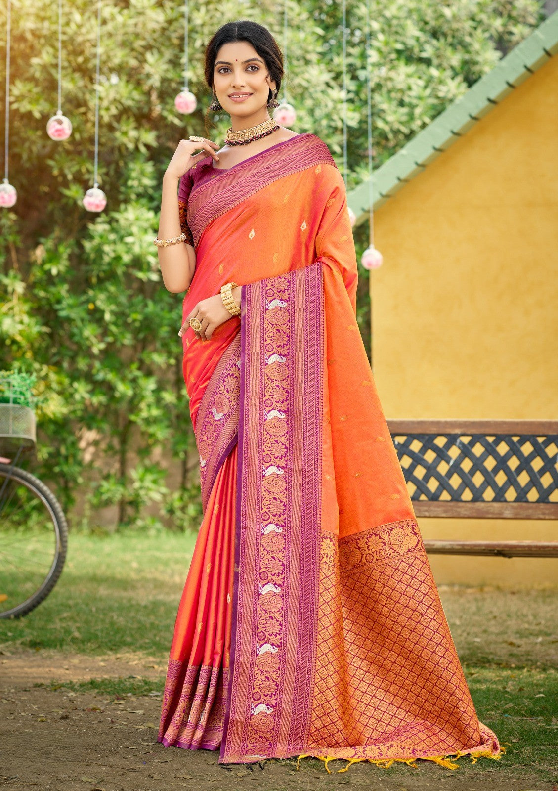 Silk Saree with Matching Silk Blouse Piece