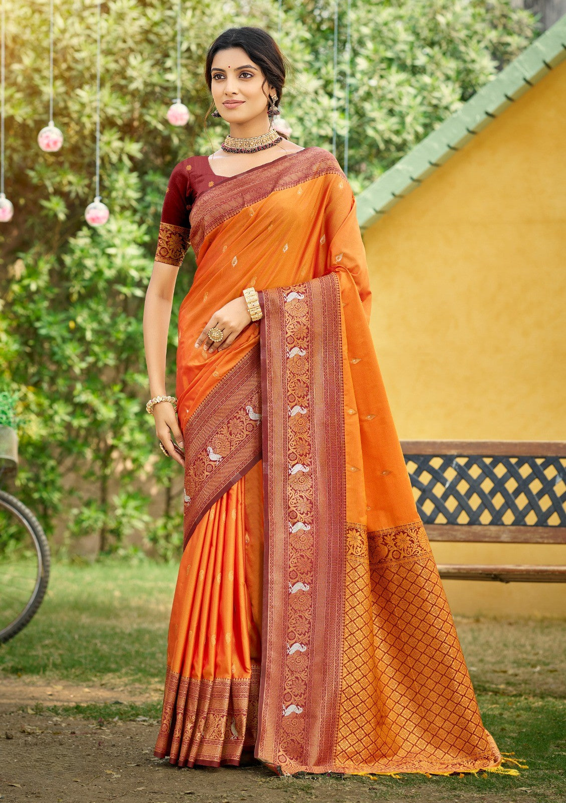 Silk Saree with Matching Silk Blouse Piece