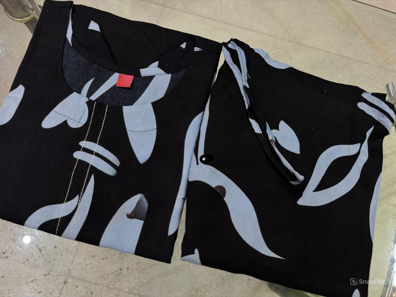 Rayon 14 Kg Digital Printed Coord Set – Umbrella Kurti with Katha Work & Pant