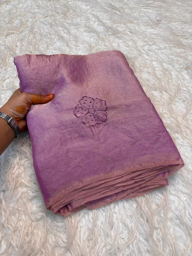Space Fancy Silk Saree with Beads work & Viscose Thread Embroidered Butti Work