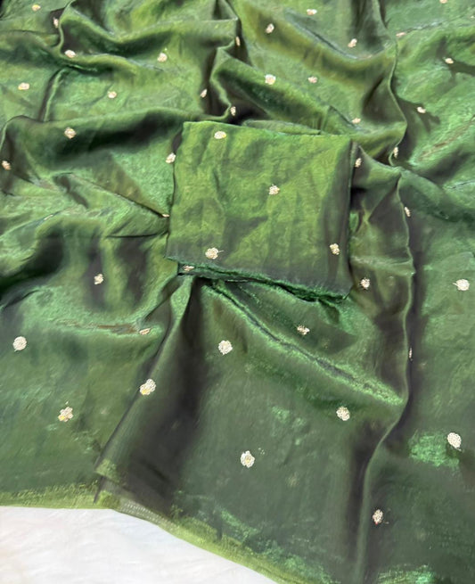 Space Silk Saree with Sequins Butti Work & Blouse