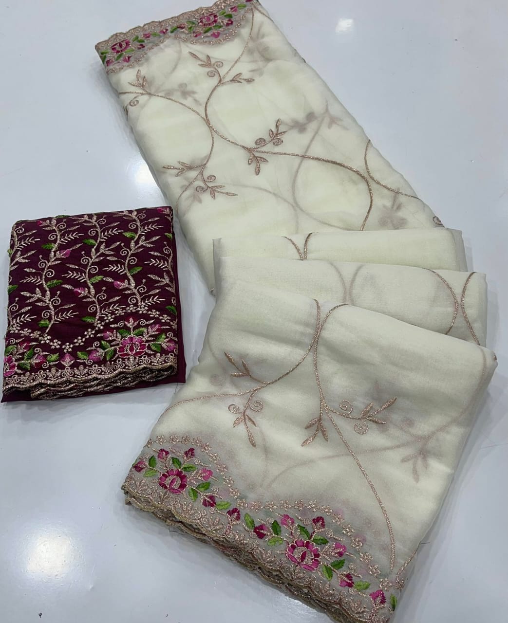 Star Georgette Saree with Embroidery & Running Blouse