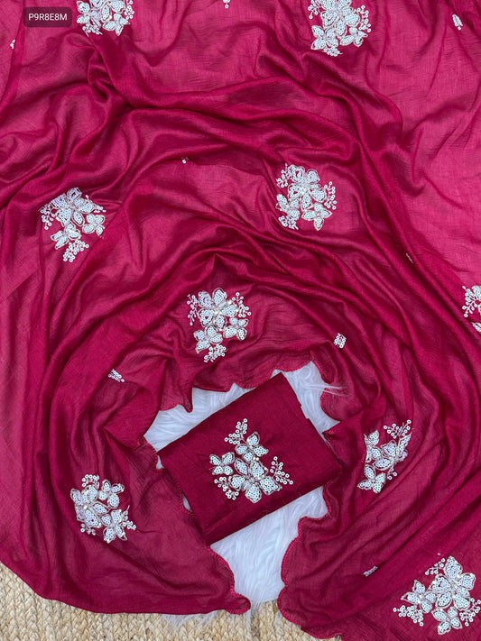 Two-Tone Vichitra Silk Saree with 3mm Sequins & Arco Border