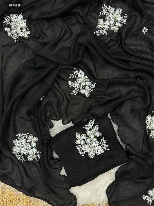 Two-Tone Vichitra Silk Saree with 3mm Sequins & Arco Border