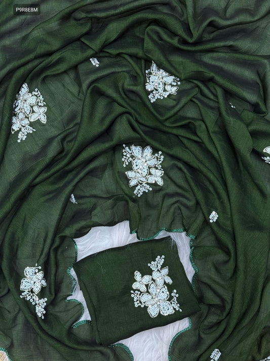 Two-Tone Vichitra Silk Saree with 3mm Sequins & Arco Border