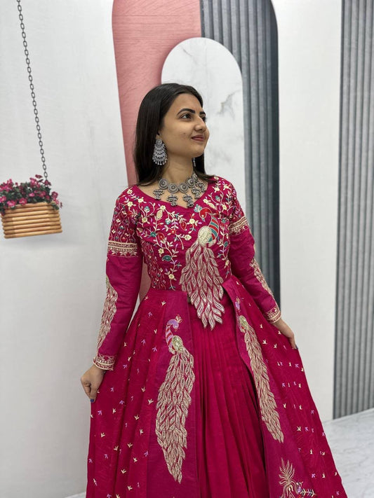 Vichitra Crop Top with Shrug and Lehenga Set for Women