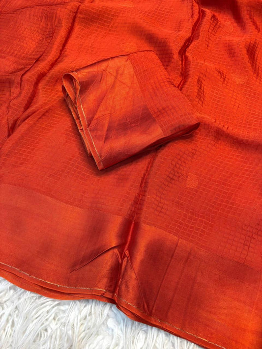 Viscose Chex Saree with Self Butta Jacquard & Satin Border