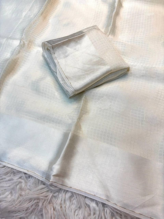 Viscose Chex Saree with Self Butta Jacquard & Satin Border