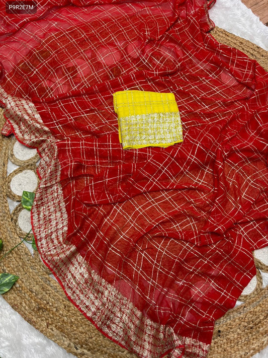 Viscose Georgette Jacquard Saree | Shaded Concept, Contrast Blouse