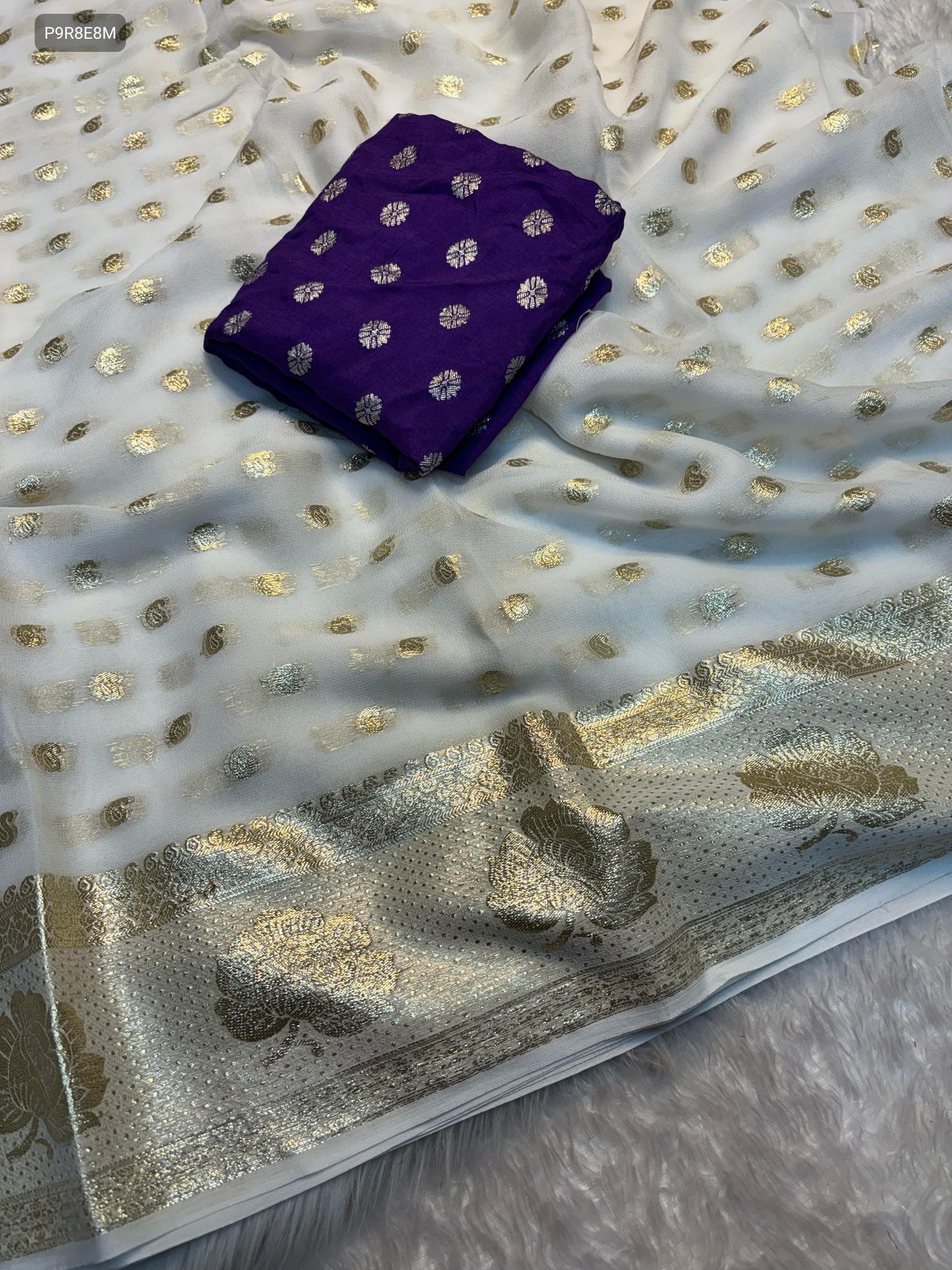 Viscose Georgette Saree with Banarasi Blouse