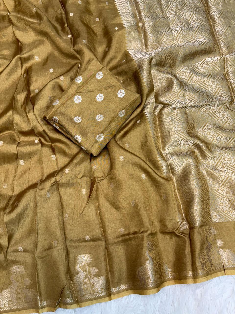 Viscose Russian Dola Saree with Jacquard Elephant Design & Rich Pallu