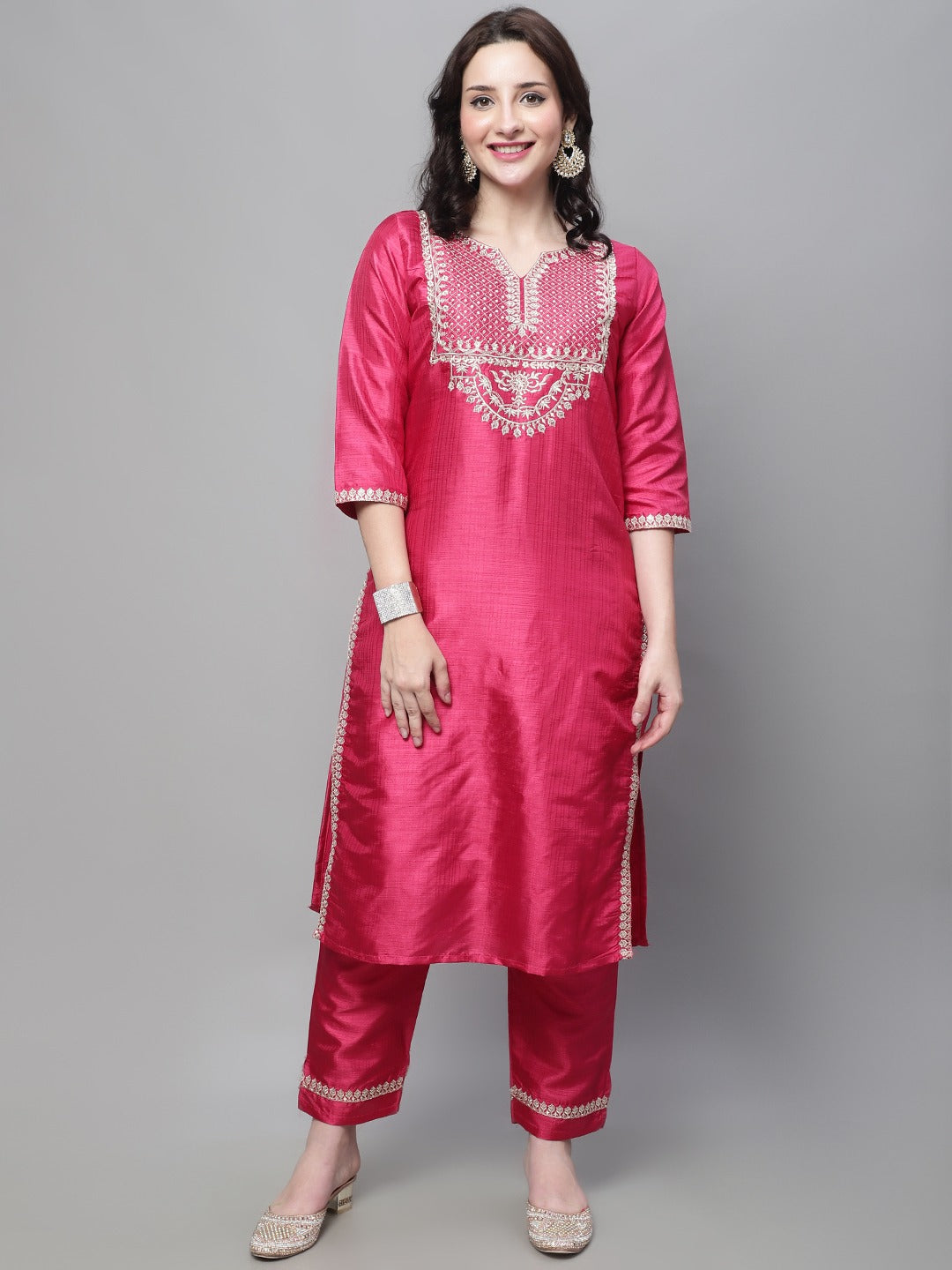 Silk Blend Nyra Cut Kurta Trouser & Dupatta Set for Women