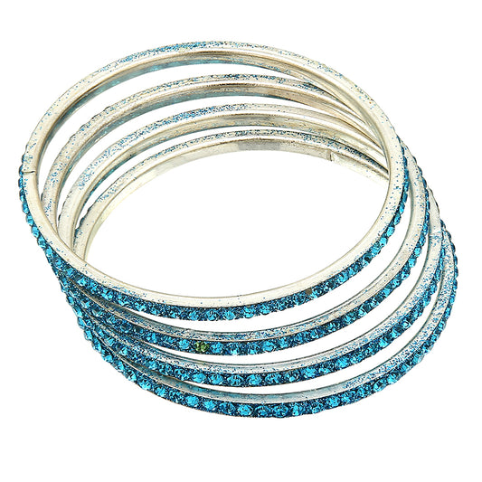 sukriti partywear traditional brass aqua bangles for women - set of 4
