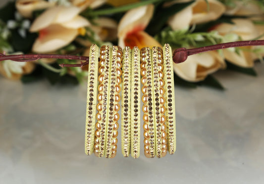 sukriti rajasthani wedding light-green lac bangles for women - set of 6