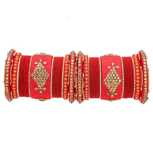 sukriti designer handmade kundan seep bridal chuda wedding red bangles for women – set of 42