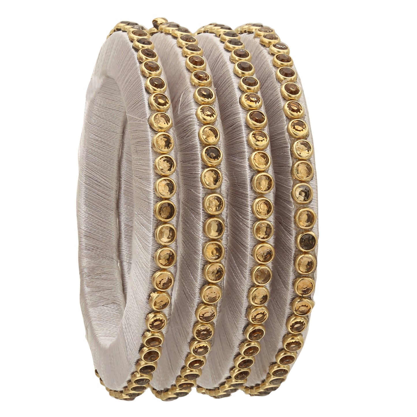 sukriti stylish handmade grey flower designer silk thread plastic bridal chuda wedding bangles for women – set of 18