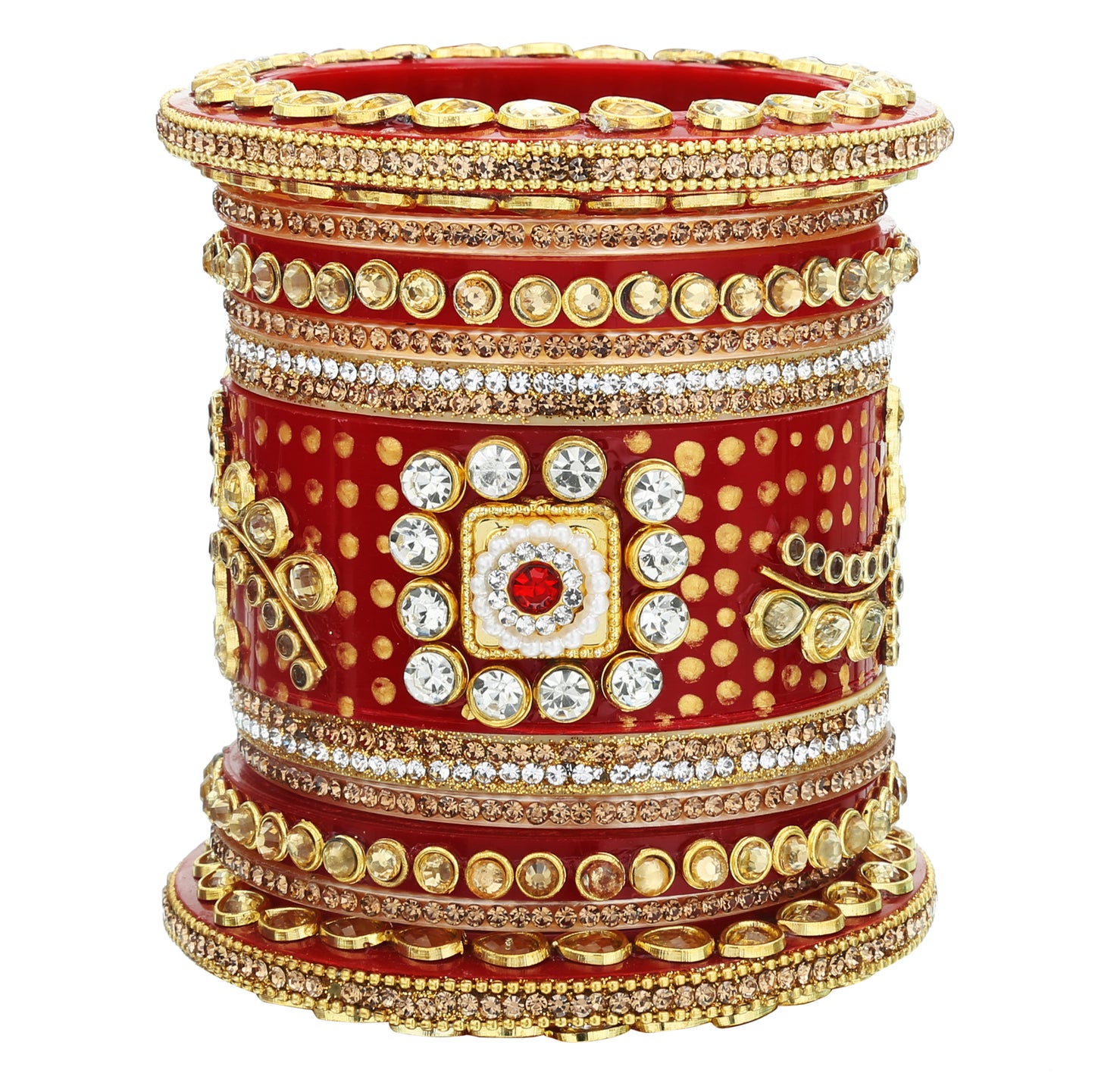 sukriti rajasthani fashion designer plastic kada kundan chura wedding bridal dulhan chuda for women & girls - set of 22