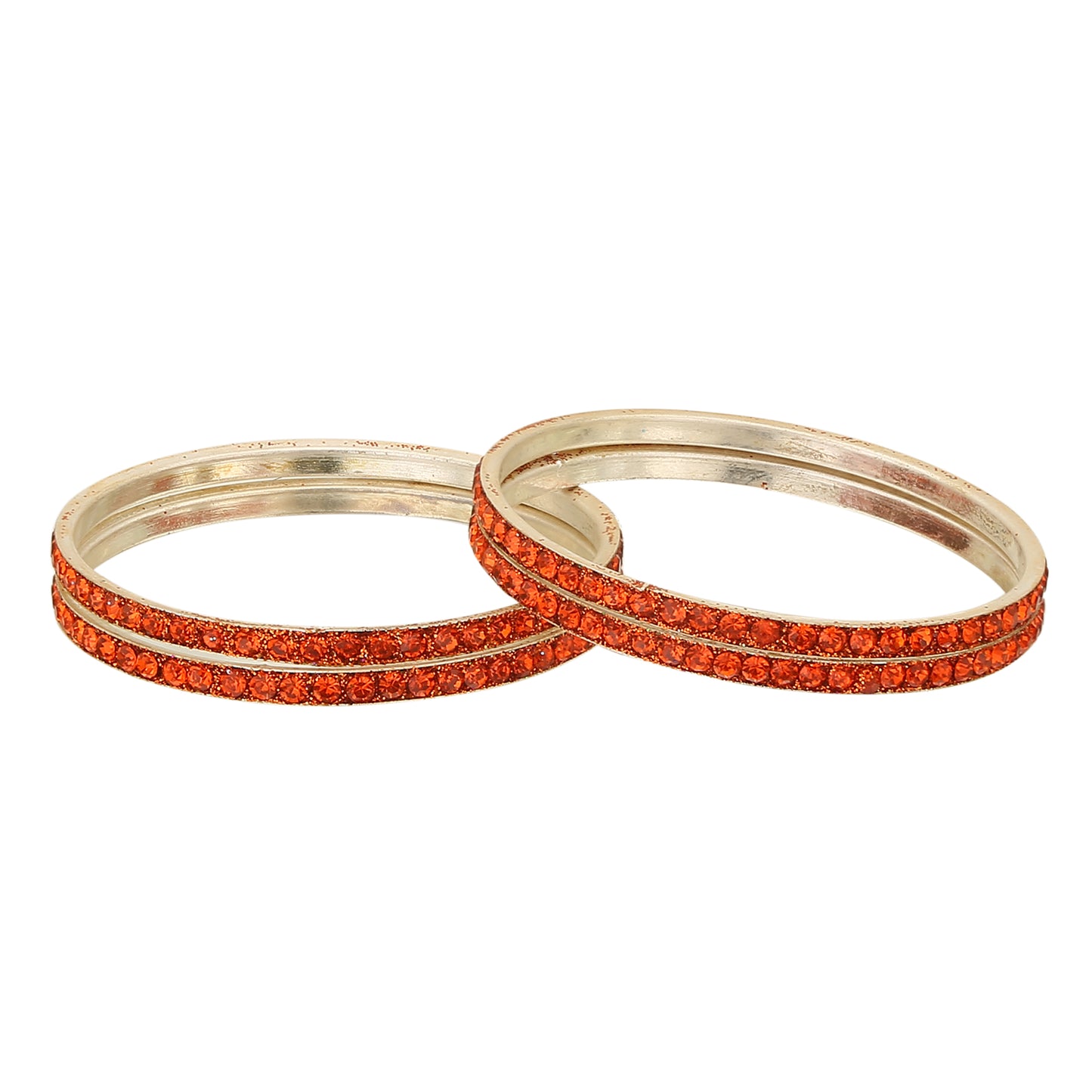sukriti partywear traditional brass orange bangles for women - set of 4