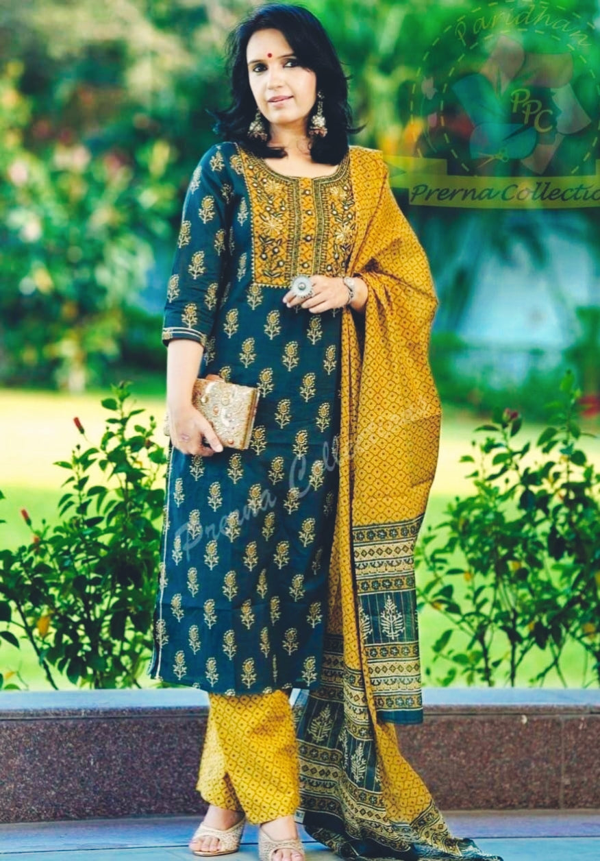 Heavy Embroidery work Kurti with Pant and Dupatta1
