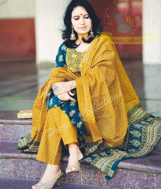 Heavy Embroidery work Kurti with Pant and Dupatta