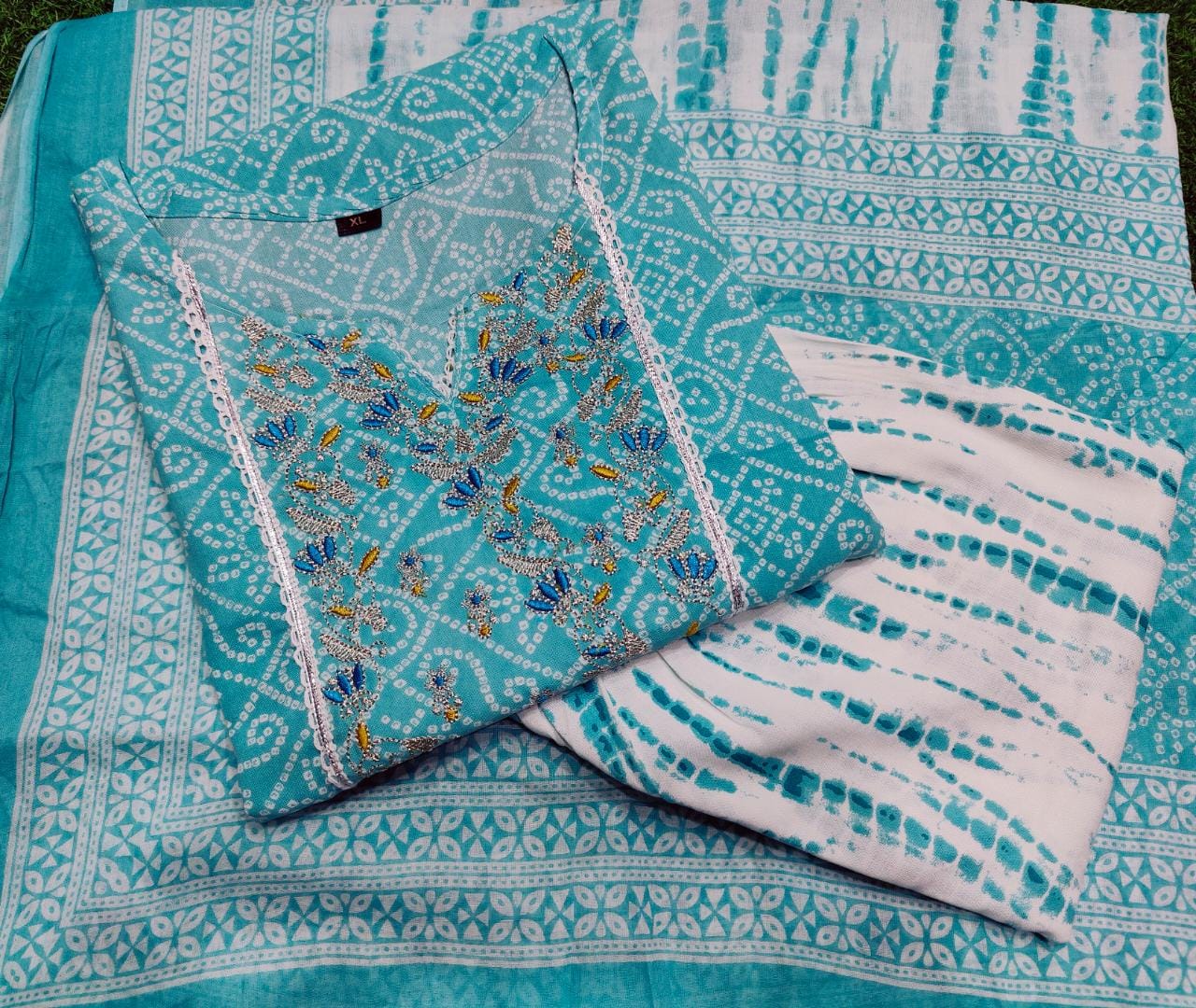 Heavy Embroidery Work Kurti with Pant and Dupatta