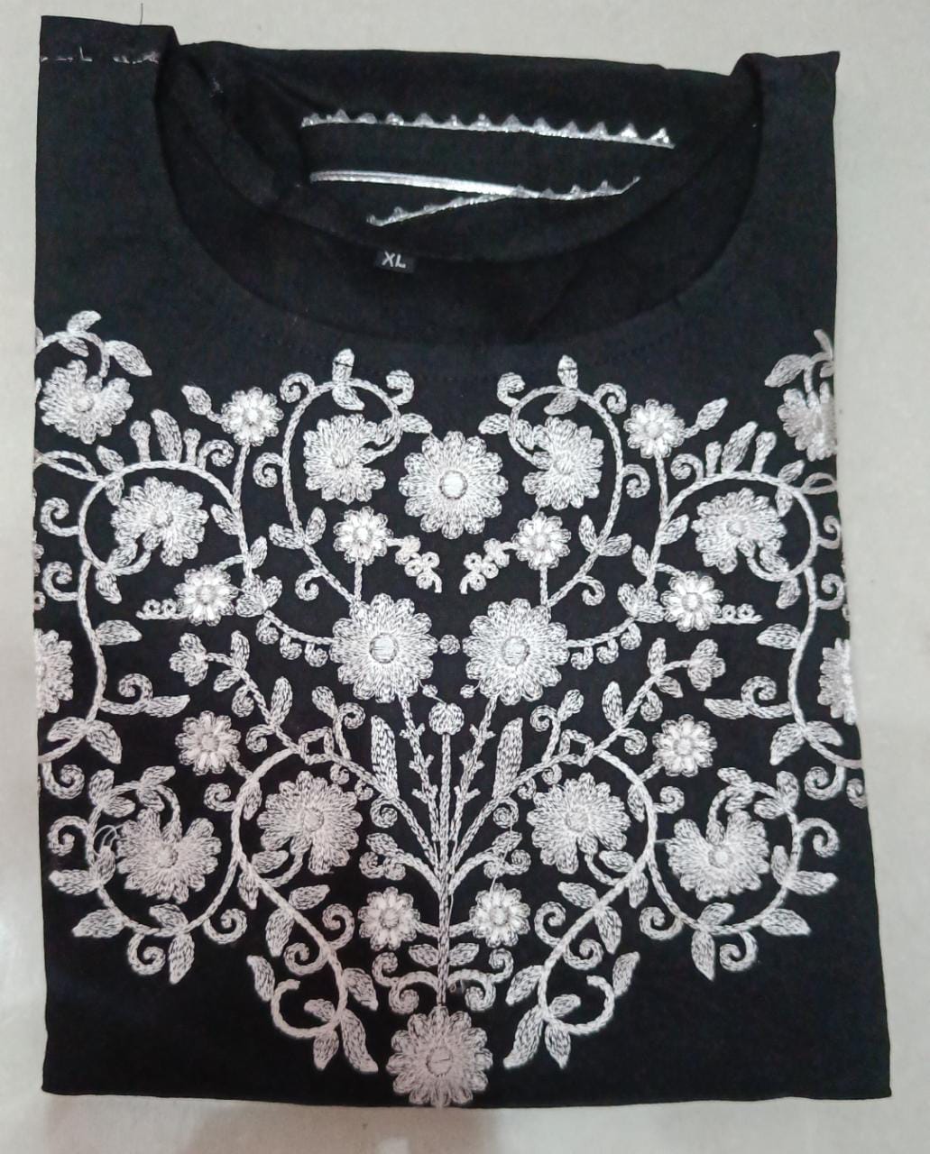 Elegant Heavy Rayon Gown with Neck Sequence Embroidery