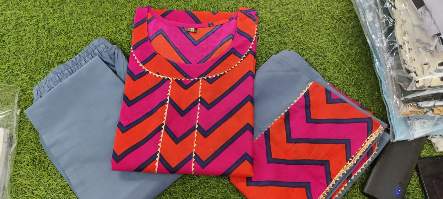 Elegant Rayon Kurti, Palazzo, and Dupatta Set