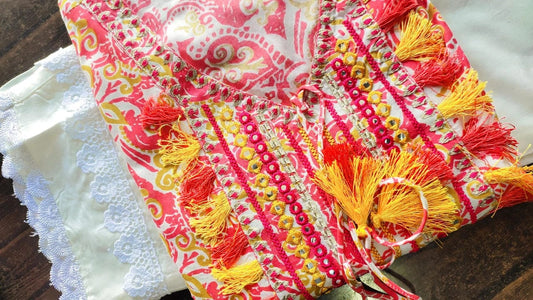 Elegant Rayon Pink Kaftan with Heavy Embroidery, Gotta Work, and Lace Design