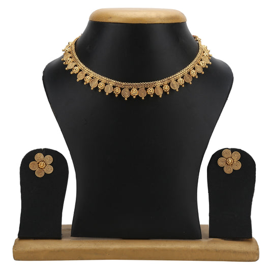 sukriti antique gold plated earring necklace set jewelry for girls & women