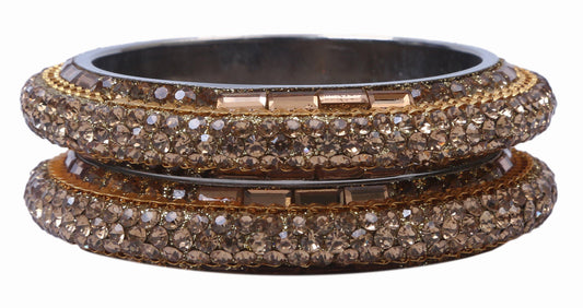 sukriti bollywood fashion stylish party-wear gold brass bangles bracelet for women & girls - set of 2