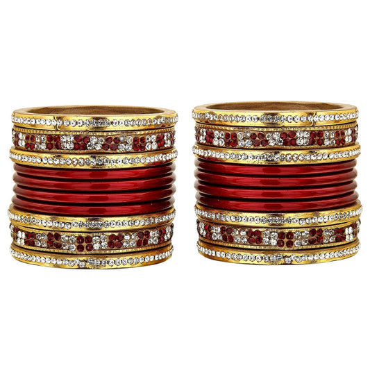 sukriti bridal maroon lac chura bangles for women -set of 20