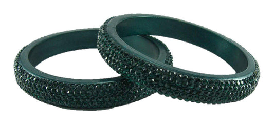 sukriti bridal rajasthani bottle-green lac bangles for women - set of 2